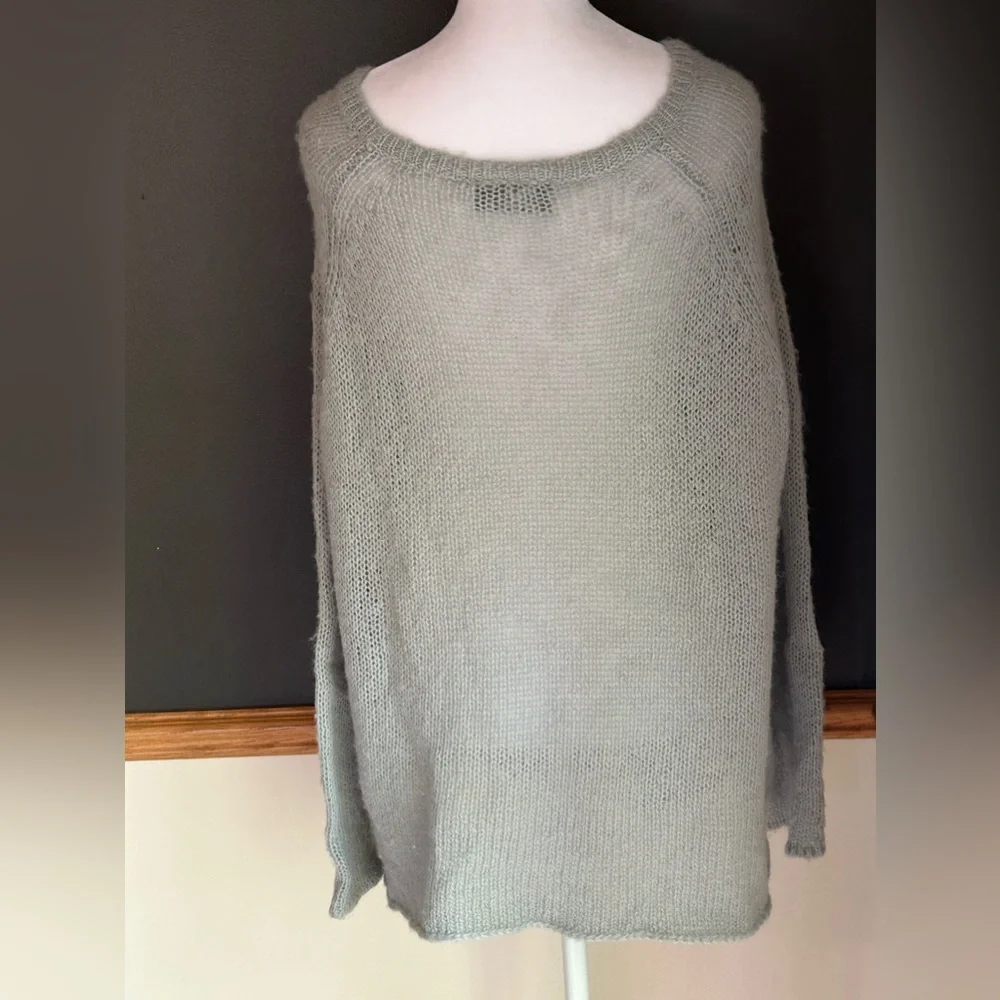Wooden Ships Paola Buendia Sweater Medium/Large Gray Anchor Loose Knit Slouchy - Picture 4 of 7